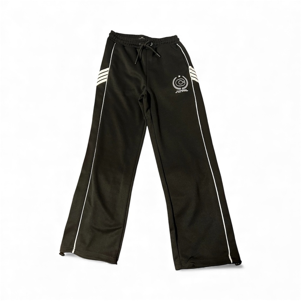 Red X Black Joggers with White Stripes
